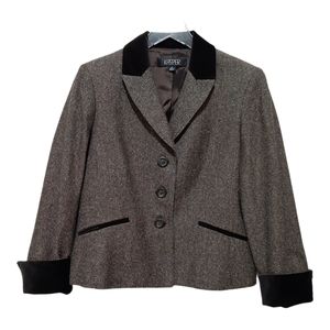 KASPER Brown Blazer With Velvet Trim Size 12